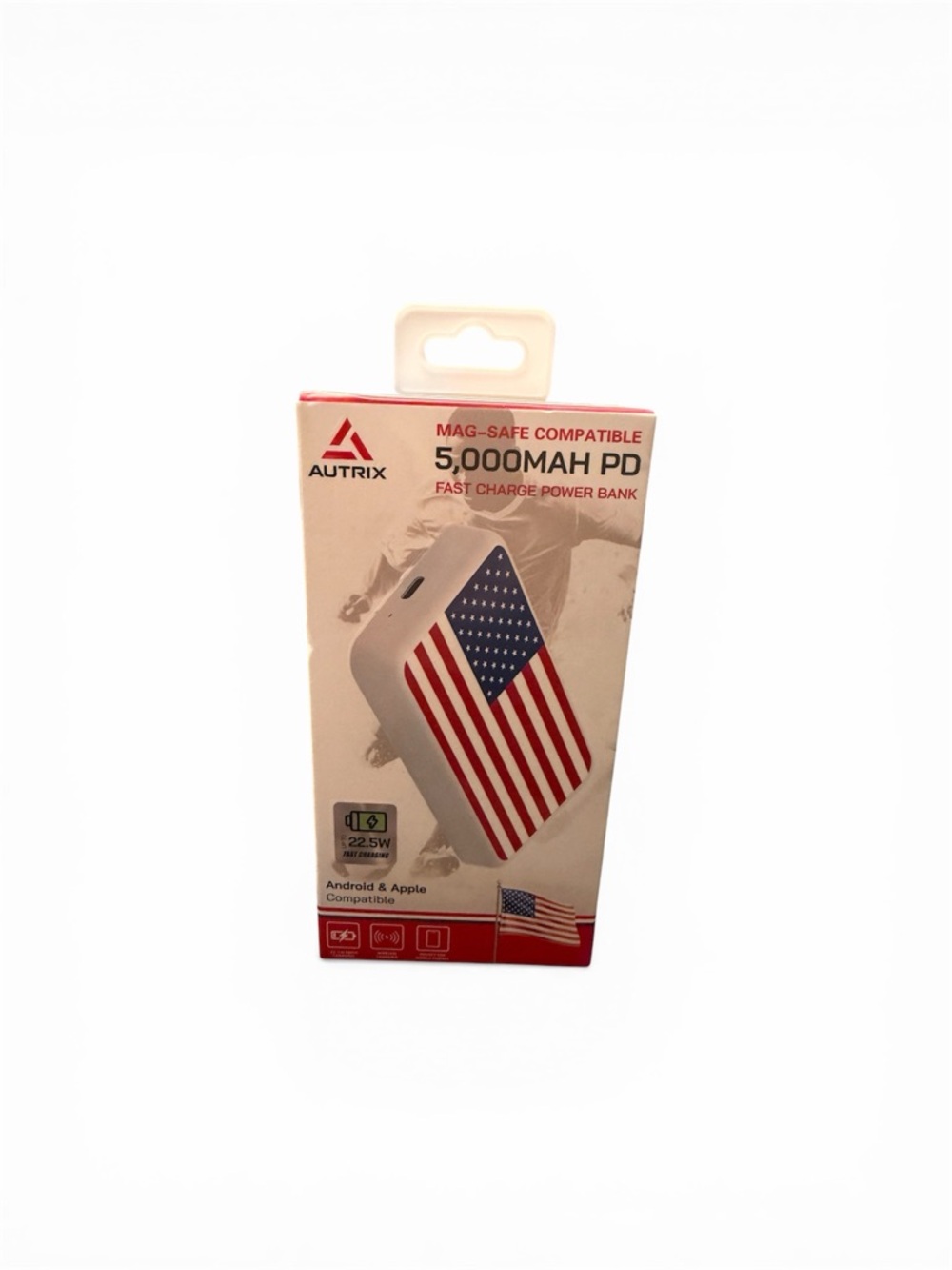 Autrix 5,000mAh PD Power Bank with American Flag Design